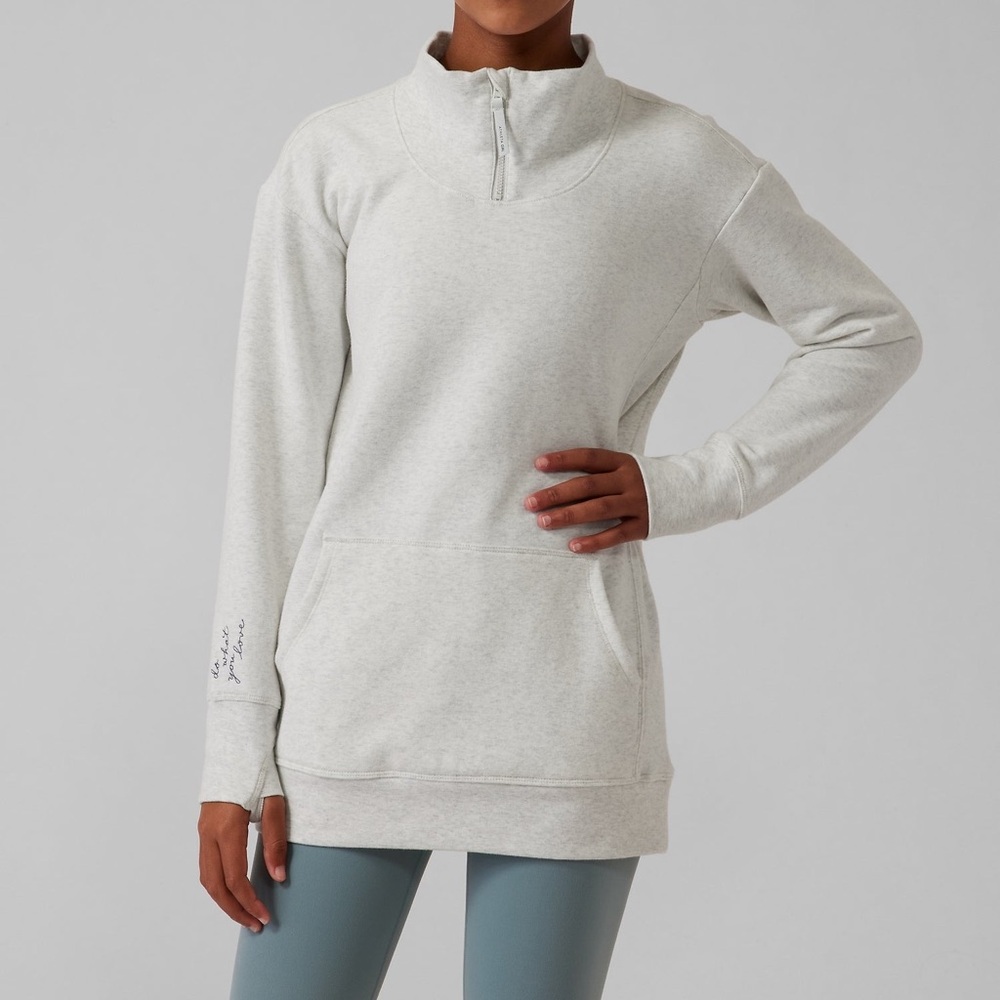 Athleta Girl Heather Grey RetroActive Half Zip Sweatshirt Youth L/12